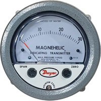605 Series Magnehelic&reg; Differential Pressure Gauge & Indicating Transmitter, 4" , 0 - 30 in. w.c., Panel Mount, Analogue Brunswick Fyr & Safety