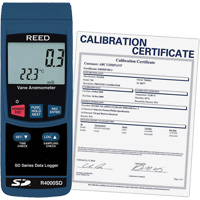 Thermo-an&eacute;mom&egrave;tre avec certificat ISO, Enregistrement des donn&eacute;es, Gamme de v&eacute;locit&eacute; d'air de 0,4 - 30 m/sec Brunswick Fyr & Safety