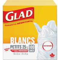 Petits sacs &agrave; ordures 25 L sans parfum, R&eacute;gulier, 20" la x 20" lo, Blanc Brunswick Fyr & Safety