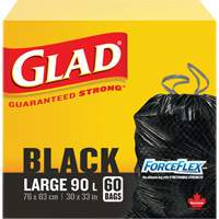 90L Garbage Bags, Regular, 30" W x 33" L, Black, Draw String JP296 | Brunswick Fyr & Safety