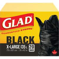 135L Garbage Bags, Regular, 31" W x 42" L, Black, Open Top JP298 | Brunswick Fyr & Safety