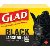 90L Garbage Bags, Regular, 30" W x 33" L, Black, Open Top JP300 | Brunswick Fyr & Safety