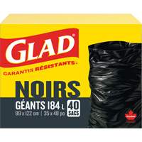 184L Garbage Bags, Regular, 35" W x 48" L, Black Brunswick Fyr & Safety