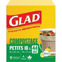 Small Compostable Bags, Regular, 17" L x 16" W, Brown, 10 L (3 Gal.) Capacity Brunswick Fyr & Safety