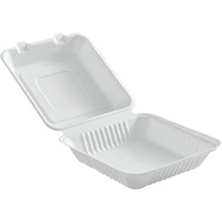 Compostable Hinged Food Containers, Bagasse, Square JP901 | Brunswick Fyr & Safety