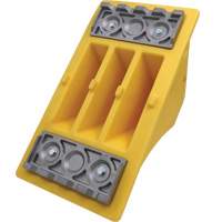 75 Ton Large Equipment Wheel Chock with Aluminum Cleats, Urethane, Yellow Brunswick Fyr & Safety