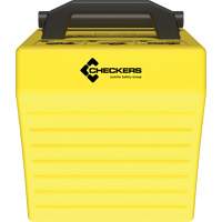 Cale de roue ultra-robuste pour l'exploitation mini&egrave;re Checkers Safety, PEHD, Jaune, 14-1/2" la x 17-1/2" p x 16" h Brunswick Fyr & Safety