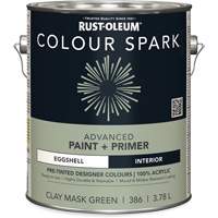 Colour Spark Interior Pre-Tinted Paint + Primer Wall Paint, Clay Mask Green, Eggshell, 3.78 L, Gallon Brunswick Fyr & Safety