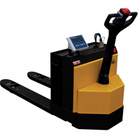 Fully Powered Electric Pallet Truck With  Scale, 4500 lbs. Cap., 48" L x 30.25" W LV538 | Brunswick Fyr & Safety