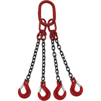 Chain Sling, Grade 80 Chain, Quadruple Legs, Oblong & Slip Hooks, 9/32" x 5' LV966 | Brunswick Fyr & Safety