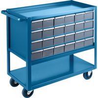Drawer Shelf Cart, 1200 lbs. Capacity, Steel, 18" x W, 35" x H, 36" D, Rubber Wheels, All-Welded, 24 Drawers MA246 | Brunswick Fyr & Safety