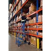 CSA-Certified Rolling Step Ladder, 4 Steps, 22" Step Width, 37" Platform Height, Steel Brunswick Fyr & Safety
