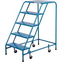 Rolling Step Ladder with Locking Step, 5 Steps, 22" Step Width, 46" Platform Height, Steel MA615 | Brunswick Fyr & Safety