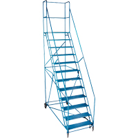 CSA-Certified Rolling Step Ladder with Locking Step, 12 Steps, 30" Step Width, 109" Platform Height, Steel Brunswick Fyr & Safety