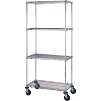 Wire Shelf Cart, Chrome Plated, 24" x 69" x 60", 800 lbs. Capacity Brunswick Fyr & Safety