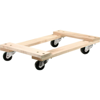 Wood Dollies - Medium-Duty, Polyolefin Wheels, 900 lbs. Capacity, 18" W x 30" D x 7" H Brunswick Fyr & Safety