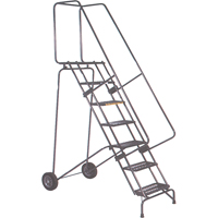 Fold-N-Store Rolling Ladders, 7 Steps, Perforated, 70" High MD590 | Brunswick Fyr & Safety