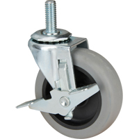 Stem Caster, Swivel with Brake, 3" (76 mm) Dia., 80 lbs. (36 kg.) Capacity Brunswick Fyr & Safety