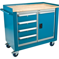 Industrial Duty Mobile Service Workbenches, Wood Surface Brunswick Fyr & Safety