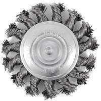 Brosse radiale &agrave; fils nou&eacute;s torsad&eacute;s mont&eacute; sur mandrin, Dia. 3", Fils 0,02", Arbre 1/4", Acier inoxydable Brunswick Fyr & Safety