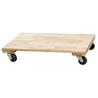 Solid Platform Wood Dolly, Rubber Wheels, 900 lbs. Capacity, 18" W x 30" D x 6" H MO200 | Brunswick Fyr & Safety