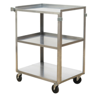 Shelf Carts, 3 Tiers, 15-1/2" W x 32-1/8" H x 24" D, 300 lbs. Capacity MO250 | Brunswick Fyr & Safety