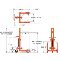 Hydraulic Large Liquid Gas Cylinder Cart HLCC, Polyurethane Wheels, 20" W x 20" D Base, 1000 lbs. MO347 | Brunswick Fyr & Safety