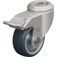 Roulette en &eacute;lastom&egrave;re thermoplastique acier inoxydable, Pivotant avec frein, Diam&egrave;tre 3-1/8" (79,5 mm), Capacit&eacute; 220 lb (100 kg) Brunswick Fyr & Safety