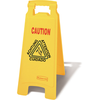 Wet Floor Safety Signs, Quadrilingual with Pictogram Brunswick Fyr & Safety