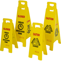 Wet Floor Safety Signs, Quadrilingual with Pictogram Brunswick Fyr & Safety