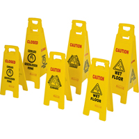 Wet Floor Safety Signs, Quadrilingual with Pictogram Brunswick Fyr & Safety