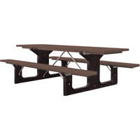 Recycled Plastic Picnic Tables, 6' L x 61-1/2" W, Brown ND427 | Brunswick Fyr & Safety