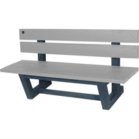 Outdoor Park Benches, Recycled Plastic, 60" L x 17" W x 17" H, Grey NJ024 | Brunswick Fyr & Safety