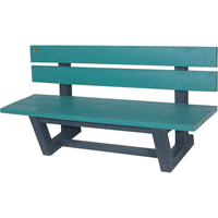 Outdoor Park Benches, Recycled Plastic, 60" L x 22-13/16" W x 29-13/16" H, Green NJ026 | Brunswick Fyr & Safety