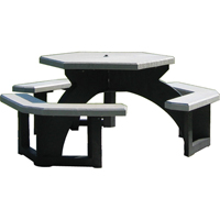 Tables de pique-nique hexagonales en plastique recyclé, 78" lo x 78" la, Gris NJ131 | Brunswick Fyr & Safety