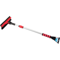 Snow Brush With Pivot Head, Telescopic, Rubber Squeegee Blade, 52" Long, Black/Red NJ144 | Brunswick Fyr & Safety