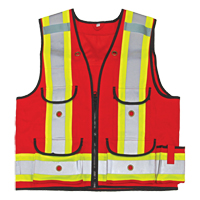 All-Trades 1000D&reg; Surveyor Safety Vest, Red, Large, Polyester Brunswick Fyr & Safety