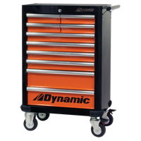 Roller Tool Cabinet, 10 Drawers, 28" W x 18" D x 43-1/4" H, Black/Orange Brunswick Fyr & Safety
