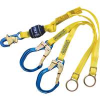 EZ-Stop™ Tie-Back Shock-Absorbing Lanyard, 6', E4, Snap Hook Center, Rebar Hook Leg Ends, Polyester NJS942 | Brunswick Fyr & Safety