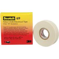 Scotch&reg; Glass Cloth Tape, 19 mm (3/4") W x 20 m (66') L, 7 mils, White Brunswick Fyr & Safety