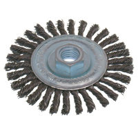 Economy High Speed Stringer Bead Knot Wire Wheel Brush, 5" Dia., 0.02" Fill, 5/8"-11 Arbor, Steel Brunswick Fyr & Safety