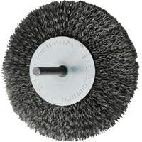 Brosses mont&eacute;es &agrave; fils cr&ecirc;p&eacute;s circulaires, 4", Fils 0,008", Tige 1/4" Brunswick Fyr & Safety