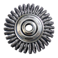 TufBrush Knot Wire Wheel Brush, 4" Dia., 0.02" Fill, 5/8"-11 Arbor, Steel Brunswick Fyr & Safety