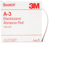 Rouleau abrasif pour &eacute;lectricien A-3 Scotch, Oxyde d'aluminium, 1" la x 75' lo, Grain 120 Brunswick Fyr & Safety