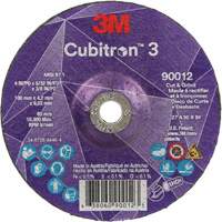 Cubitron 3 Cut and Grind Wheel, 4" x 5/32", 3/8" Arbor, Type 27, 36 Grit, Ceramic Brunswick Fyr & Safety