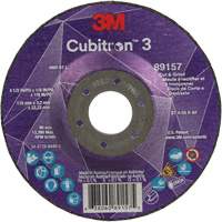 Cubitron 3 Cut and Grind Wheel, 4-1/2" x 1/8", 7/8" Arbor, Type 27, 36 Grit, Ceramic Brunswick Fyr & Safety