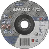 Meule &agrave; tronçonner m&eacute;tallique pour coupe &agrave; angle droit RightCut, 6" x 0,045", Arbre de 7/8", Type 27/42, Oxyde d'aluminium, 10190 Tr/min Brunswick Fyr & Safety