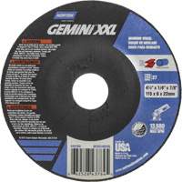 Gemini XXL Grinding Wheel, 4-1/2" x 1/4", 7/8" Arbor, Aluminum Oxide, Type 27 Brunswick Fyr & Safety
