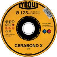 Cerabond X Cut-Off Wheel, 5" x 0.04", 7/8" Arbor, Ceramic Brunswick Fyr & Safety