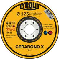 CERABOND X Cut-Off Wheel for Steel & Stainless Steel, 4-1/2" x 0.45", 7/8" Arbor, Type 1, Ceramic, 12250 RPM Brunswick Fyr & Safety